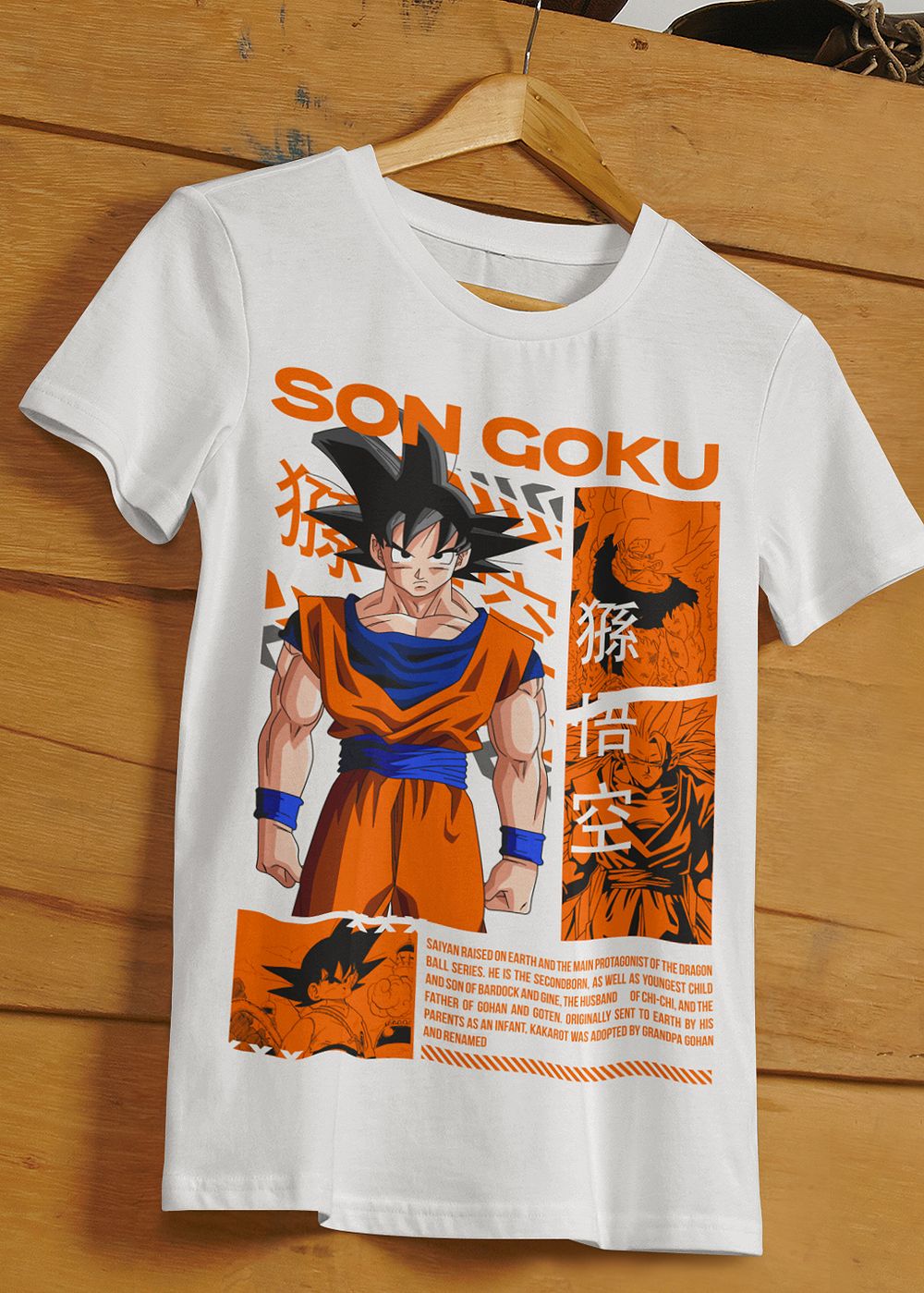 Goku text orange t-shirt